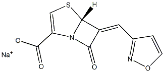 (5R)-7-Oxo-6-[(isoxazol-3-yl)methylene]-4-thia-1-azabicyclo[3.2.0]hept-2-ene-2-carboxylic acid sodium salt 구조식 이미지