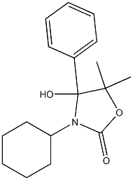 3-Cyclohexyl-5,5-dimethyl-4-hydroxy-4-phenyloxazolidin-2-one 구조식 이미지