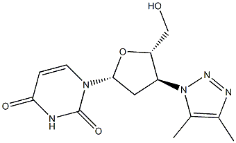 3'-(4,5-Dimethyl-1H-1,2,3-triazol-1-yl)-2',3'-dideoxyuridine 구조식 이미지