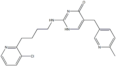 2-[[4-(3-Chloro-2-pyridinyl)butyl]amino]-5-[(6-methyl-3-pyridinyl)methyl]pyrimidin-4(1H)-one Structure