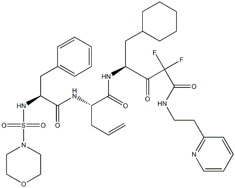 (4S)-4-[(S)-2-(N-Morpholinosulfonyl-L-phenylalanylamino)-4-pentenoylamino]-5-cyclohexyl-2,2-difluoro-3-oxo-N-[2-(2-pyridinyl)ethyl]pentanamide 구조식 이미지