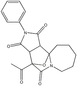 4-Acetyl-7,8,9,10-tetrahydro-2-phenyl-10bH-4,10a-epoxy-6H-2,5a-diazacyclohept[e]indene-1,3,5(2H,3aH,4H)-trione 구조식 이미지