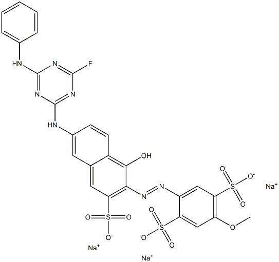 3-[4-Methoxy-2,5-bis(sulfo)phenylazo]-4-hydroxy-7-(4-fluoro-6-anilino-1,3,5-triazin-2-ylamino)-2-naphthalenesulfonic acid trisodium salt Structure