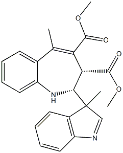 (2R,3S)-2,3-Dihydro-5-methyl-2-(3-methyl-3H-indol-3-yl)-1H-1-benzazepine-3,4-dicarboxylic acid dimethyl ester 구조식 이미지