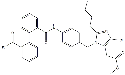 2-Butyl-4-chloro-1-[4-[2-(2-(hydroxycarbonyl)phenyl)benzoylamino]benzyl]-1H-imidazole-5-acetic acid methyl ester Structure