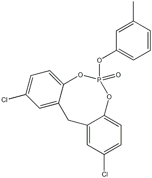 2,10-Dichloro-6-(3-methylphenoxy)-12H-dibenzo[d,g][1,3,2]dioxaphosphocin 6-oxide 구조식 이미지