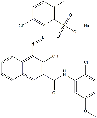 3-Chloro-6-methyl-2-[[3-[[(2-chloro-5-methoxyphenyl)amino]carbonyl]-2-hydroxy-1-naphtyl]azo]benzenesulfonic acid sodium salt Structure