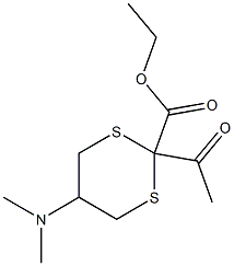 2-Acetyl-5-(dimethylamino)-1,3-dithiane-2-carboxylic acid ethyl ester 구조식 이미지