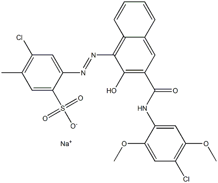 4-Chloro-2-[3-(4-chloro-2,5-dimethoxyphenylcarbamoyl)-2-hydroxy-1-naphtylazo]-5-methyl-1-benzenesulfonic acid sodium salt Structure