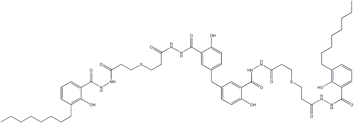 5,5'-Methylenebis[N'-[3-[[2-[[N'-(3-octylsalicyloyl)hydrazino]carbonyl]ethyl]thio]propionyl]salicylic hydrazide] 구조식 이미지