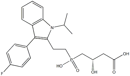 (3S)-3-Hydroxy-4-[hydroxy[2-[1-isopropyl-3-(4-fluorophenyl)-1H-indol-2-yl]ethyl]phosphinyl]butyric acid 구조식 이미지