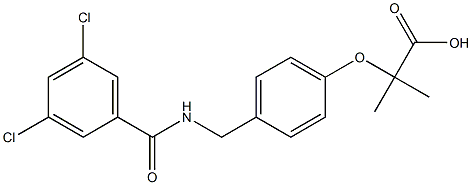 2-[4-(3,5-Dichlorobenzoylaminomethyl)phenoxy]-2-methylpropionic acid 구조식 이미지