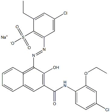 4-Chloro-2-ethyl-6-[[3-[[(4-chloro-2-ethoxyphenyl)amino]carbonyl]-2-hydroxy-1-naphtyl]azo]benzenesulfonic acid sodium salt Structure