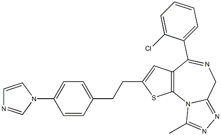 4-(2-Chlorophenyl)-2-[2-[4-(1H-imidazol-1-yl)phenyl]ethyl]-9-methyl-6H-thieno[3,2-f][1,2,4]triazolo[4,3-a][1,4]diazepine 구조식 이미지