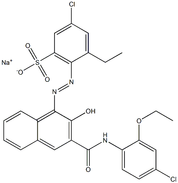3-Chloro-5-ethyl-6-[[3-[[(4-chloro-2-ethoxyphenyl)amino]carbonyl]-2-hydroxy-1-naphtyl]azo]benzenesulfonic acid sodium salt 구조식 이미지