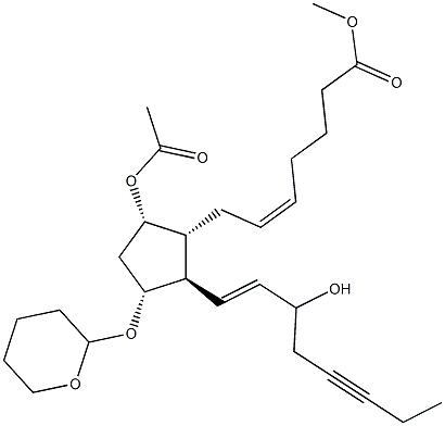 (5Z,8R,9S,11R,13E)-9-Acetyloxy-11-[(tetrahydro-2H-pyran)-2-yl]oxy-15-hydroxyprosta-5,13-dien-17-yn-1-oic acid methyl ester 구조식 이미지