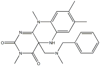 4a-[(Benzylmethylamino)methyl]-5,10-dihydro-3,7,8,10-tetramethylbenzo[g]pteridine-2,4(3H,4aH)-dione 구조식 이미지