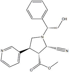 (2S,3R,4S)-1-[(R)-1-Phenyl-2-hydroxyethyl]-2-cyano-4-(3-pyridinyl)pyrrolidine-3-carboxylic acid methyl ester 구조식 이미지