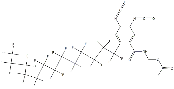 N-(Acetyloxymethyl)-2-(heptacosafluorotridecyl)-4,5-diisocyanato-6-methylbenzamide 구조식 이미지