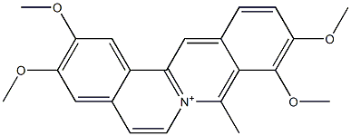 2,3,9,10-Tetramethoxy-8-methyldibenzo[a,g]quinolizinium 구조식 이미지