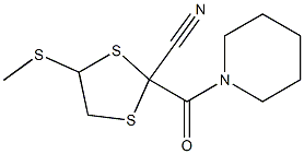 5-Methylthio-2-piperidinocarbonyl-1,3-dithiolane-2-carbonitrile Structure