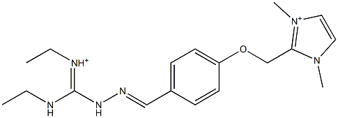 1,3-Dimethyl-2-[4-[2-[ethyliminio(ethylamino)methyl]hydrazonomethyl]phenoxymethyl]1H-imidazol-3-ium Structure