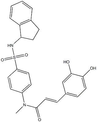 3,4-Dihydroxy-N-[4-[[(2,3-dihydro-1H-inden)-1-yl]sulfamoyl]phenyl]-N-methyl-trans-cinnamamide 구조식 이미지