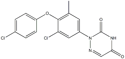 2-[3-Chloro-4-(4-chlorophenoxy)-5-methylphenyl]-1,2,4-triazine-3,5(2H,4H)-dione 구조식 이미지