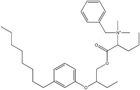 N,N-Dimethyl-N-benzyl-N-[1-[[2-(3-octylphenyloxy)butyl]oxycarbonyl]butyl]aminium 구조식 이미지