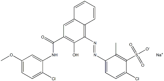 2-Chloro-6-methyl-5-[[3-[[(2-chloro-5-methoxyphenyl)amino]carbonyl]-2-hydroxy-1-naphtyl]azo]benzenesulfonic acid sodium salt 구조식 이미지