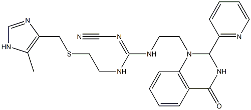 1-[2-[2-Cyano-3-[2-[(5-methyl-1H-imidazol-4-yl)methylthio]ethyl]guanidino]ethyl]-2-(2-pyridinyl)-1,2-dihydroquinazolin-4(3H)-one 구조식 이미지