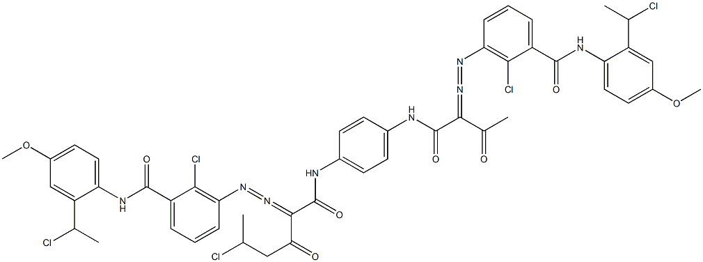 3,3'-[2-(1-Chloroethyl)-1,4-phenylenebis[iminocarbonyl(acetylmethylene)azo]]bis[N-[2-(1-chloroethyl)-4-methoxyphenyl]-2-chlorobenzamide] 구조식 이미지