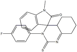 1'-Methyl-3-(4-fluorophenyl)-2-thioxo-1',2,2',4a,5,6,7,8-octahydrospiro[quinazoline-4(3H),3'-[3H]indol]-2'-one 구조식 이미지