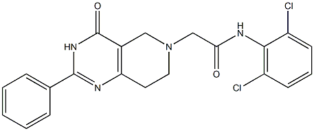 2-[(2-Phenyl-3,4,5,6,7,8-hexahydro-4-oxopyrido[4,3-d]pyrimidin)-6-yl]-2',6'-dichloroacetanilide 구조식 이미지