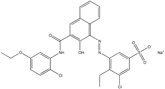 3-Chloro-4-ethyl-5-[[3-[[(2-chloro-5-ethoxyphenyl)amino]carbonyl]-2-hydroxy-1-naphtyl]azo]benzenesulfonic acid sodium salt 구조식 이미지
