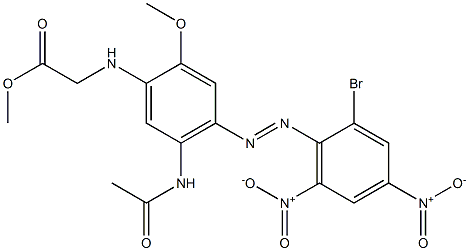 [5-Acetylamino-4-(2-bromo-4,6-dinitrophenylazo)-2-methoxyanilino]acetic acid methyl ester 구조식 이미지