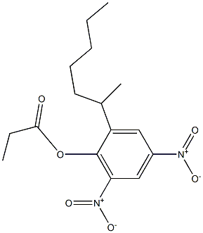 Propionic acid 2-(1-methylhexyl)-4,6-dinitrophenyl ester Structure