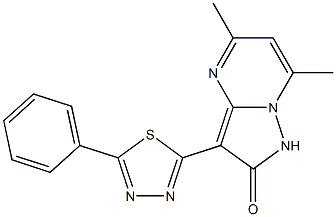 5,7-Dimethyl-3-(5-phenyl-1,3,4-thiadiazol-2-yl)pyrazolo[1,5-a]pyrimidin-2(1H)-one 구조식 이미지