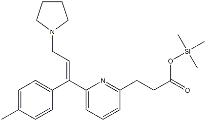 3-[6-[(E)-1-(4-Methylphenyl)-3-(1-pyrrolidinyl)-1-propenyl]-2-pyridinyl]propionic acid trimethylsilyl ester Structure