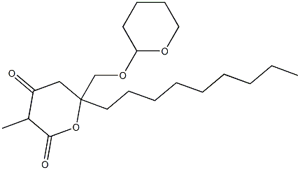 3-Methyl-6-nonyl-6-(tetrahydro-2H-pyran-2-yloxymethyl)tetrahydro-2H-pyran-2,4-dione 구조식 이미지