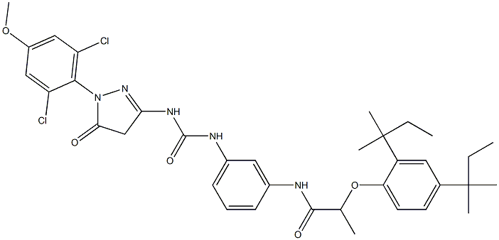 1-(2,6-Dichloro-4-methoxyphenyl)-3-[3-[3-[2-(2,4-di-tert-pentylphenoxy)propionylamino]phenyl]ureido]-5(4H)-pyrazolone Structure