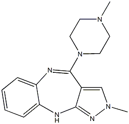 2-Methyl-4-(4-methylpiperazin-1-yl)-2,10-dihydropyrazolo[3,4-b][1,5]benzodiazepine 구조식 이미지