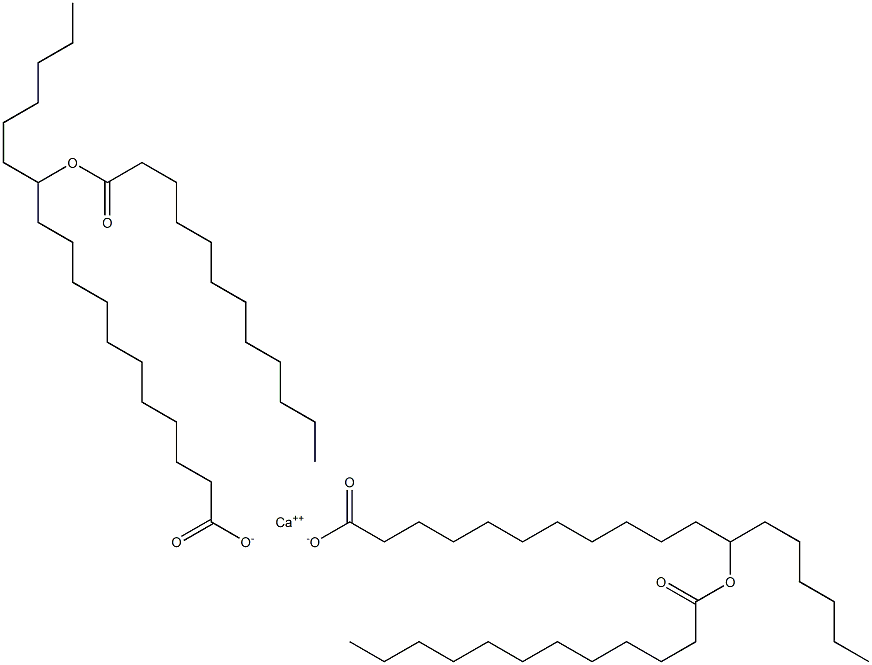 Bis(12-dodecanoyloxyoctadecanoic acid)calcium salt Structure