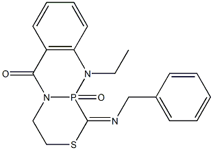 [9-Ethyl-1-(benzylimino)-1,2,3,4,4a,9a-hexahydro-2-thia-4a,9-diaza-9a-phosphaanthracen-10(9H)-one]9a-oxide 구조식 이미지