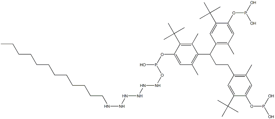 [3-Methyl-1,1,3-propanetriyltris(2-tert-butyl-5-methyl-4,1-phenyleneoxy)]tris(phosphonous acid)hexaoctadecyl ester Structure