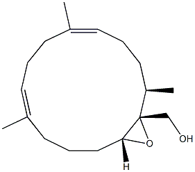 (1R,2R,3R,7E,11E)-2,3-Epoxy-1,7,11-trimethylcyclotetradeca-7,11-diene-2-methanol 구조식 이미지