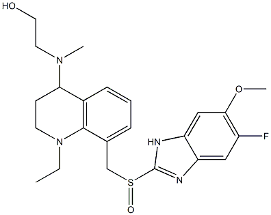 1-Ethyl-1,2,3,4-tetrahydro-4-[N-(2-hydroxyethyl)methylamino]-8-(5-fluoro-6-methoxy-1H-benzimidazol-2-ylsulfinylmethyl)quinoline Structure