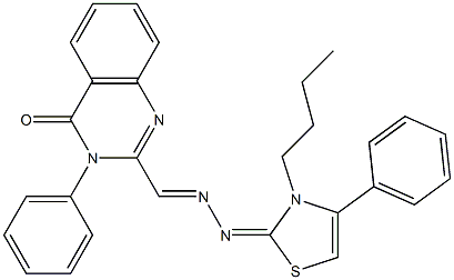 3-(Phenyl)-2-[2-[(2,3-dihydro-3-butyl-4-phenylthiazole)-2-ylidene]hydrazonomethyl]quinazoline-4(3H)-one 구조식 이미지