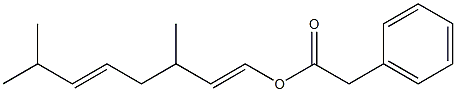 Phenylacetic acid 3,7-dimethyl-1,5-octadienyl ester 구조식 이미지