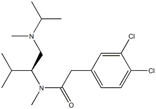 3,4-Dichloro-N-methyl-N-[(S)-1-[(N-isopropyl-N-methylamino)methyl]-2-methylpropyl]benzeneacetamide 구조식 이미지
